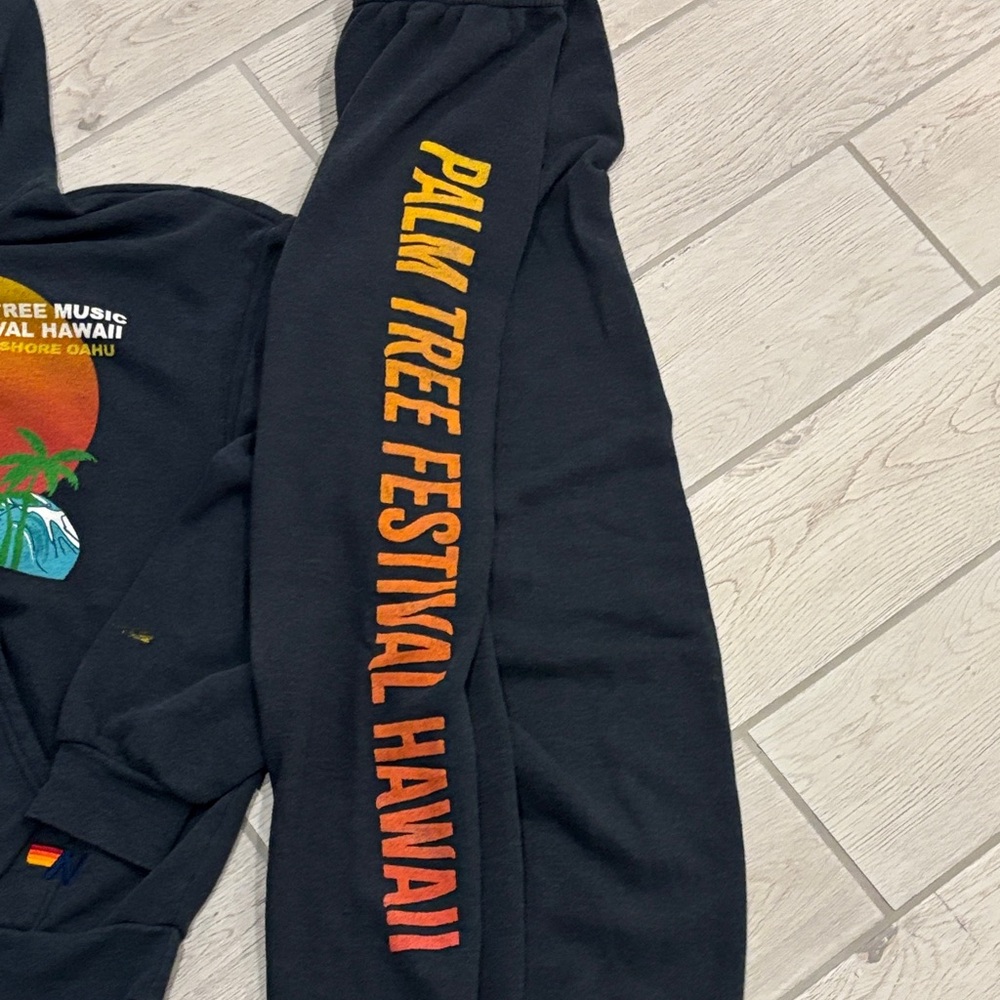 Aviator Nation Black Hoodie Sweatpants Set Hawaii palm tree music festival six s - Picture 8 of 11